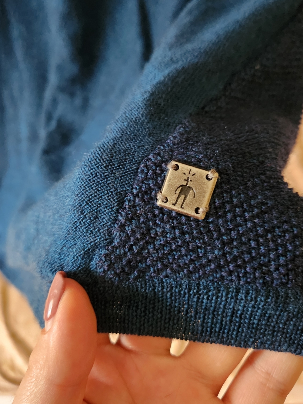 Smartwool 100% Merino Wool Blue Long Sleeve Textured Back Sweater Ladies Medium - Picture 3 of 5